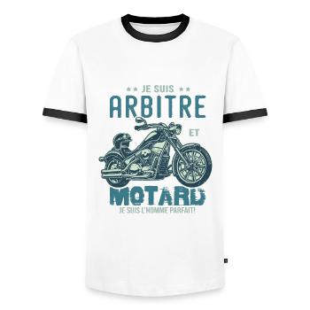 motard le meilleur arbitre le meilleur - T-shirt contrasté Homme - blanc/noir - Devant - AI Model Female 172 light (172cm) & AI Model Male 178 dark (178cm)