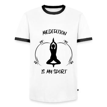 Meditaion - Männer Kontrast-T-Shirt - Weiß/Schwarz - Vorne - AI Model Female 172 light (172cm) & AI Model Male 178 dark (178cm)