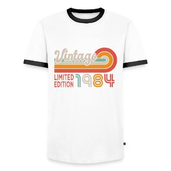 1984 Geburtstag Jahrgang 1984 - Männer Kontrast-T-Shirt - Weiß/Schwarz - Vorne - AI Model Female 172 light (172cm) & AI Model Male 178 dark (178cm)