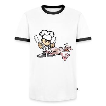 Funny Chef gobble - Men's Ringer Shirt - white/black - Front - AI Model Female 172 light (172cm) & AI Model Male 178 dark (178cm)