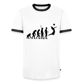 evolution_volleyball - Männer Kontrast-T-Shirt - Weiß/Schwarz - Vorne - AI Model Female 172 light (172cm) & AI Model Male 178 dark (178cm)
