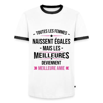 Les meilleures femmes deviennent Meilleure Amie - T-shirt contrasté Homme - blanc/noir - Devant - AI Model Female 172 light (172cm) & AI Model Male 178 dark (178cm)