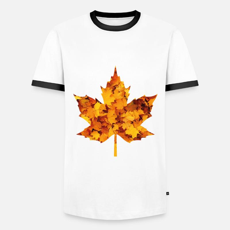 Maple leaf - Men's Ringer Shirt - white/black