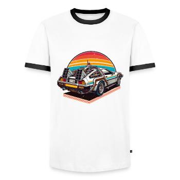 Future Car Voiture Rapide Rétro Vintage - T-shirt contrasté Homme - blanc/noir - Devant - AI Model Female 172 light (172cm) & AI Model Male 178 dark (178cm)