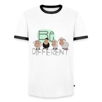 Be different: Special sheep - funny sheep - Men's Ringer Shirt - white/black - Front - AI Model Female 172 light (172cm) & AI Model Male 178 dark (178cm)