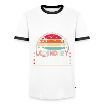 Légende Juin 1966 56ème Anniversaire Cadeau Hommes - T-shirt contrasté Homme - blanc/noir - Devant - AI Model Female 172 light (172cm) & AI Model Male 178 dark (178cm)