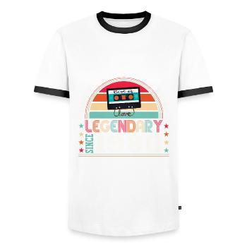 Legendary 1980 42nd Birthday Gift Men - Fun - Men's Ringer Shirt - white/black - Front - AI Model Female 172 light (172cm) & AI Model Male 178 dark (178cm)