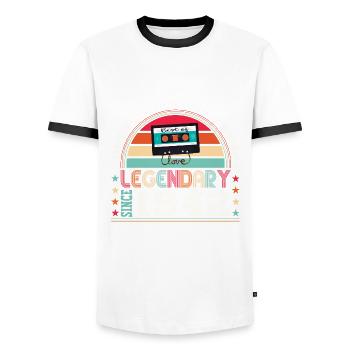 Legendary1942 80th Birthday Gift Men - Fun - Men's Ringer Shirt - white/black - Front - AI Model Female 172 light (172cm) & AI Model Male 178 dark (178cm)