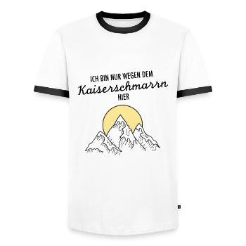 Ich Bin Nur Wegen Dem Kaiserschmarrn Hier - Männer Kontrast-T-Shirt - Weiß/Schwarz - Vorne - AI Model Female 172 light (172cm) & AI Model Male 178 dark (178cm)
