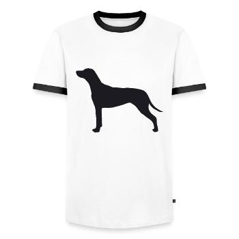 Rhodesian Ridgeback Silhouette - Männer Kontrast-T-Shirt - Weiß/Schwarz - Vorne - AI Model Female 172 light (172cm) & AI Model Male 178 dark (178cm)