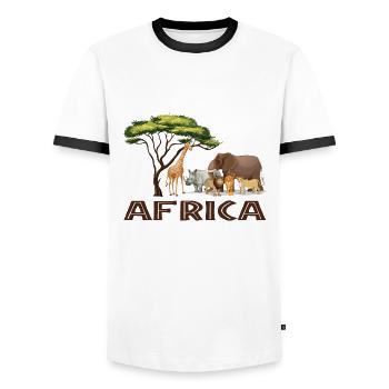 Afrika Grafik - Männer Kontrast-T-Shirt - Weiß/Schwarz - Vorne - AI Model Female 172 light (172cm) & AI Model Male 178 dark (178cm)