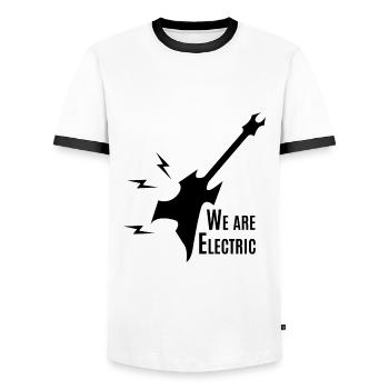 Gitarre - Guitar / Heavy Metal / Rock - Männer Kontrast-T-Shirt - Weiß/Schwarz - Vorne - AI Model Female 172 light (172cm) & AI Model Male 178 dark (178cm)