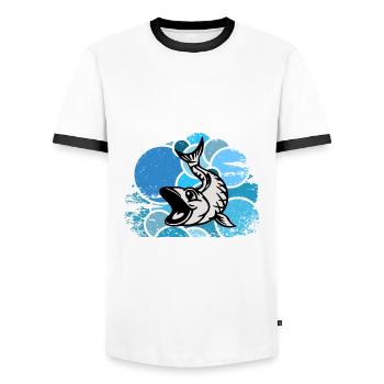 Aquarium Aquarist Fish Ornamental Fish Aquaristics - Men's Ringer Shirt - white/black - Front - AI Model Female 172 light (172cm) & AI Model Male 178 dark (178cm)