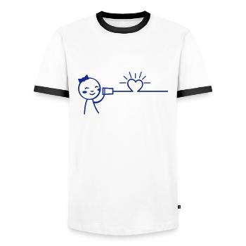 love tin can telephone couple shirt - girl - Männer Kontrast-T-Shirt - Weiß/Schwarz - Vorne - AI Model Female 172 light (172cm) & AI Model Male 178 dark (178cm)