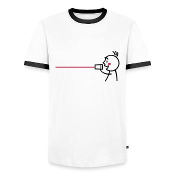 love tin can telephone couple shirt - boy - Männer Kontrast-T-Shirt - Weiß/Schwarz - Vorne - AI Model Female 172 light (172cm) & AI Model Male 178 dark (178cm)