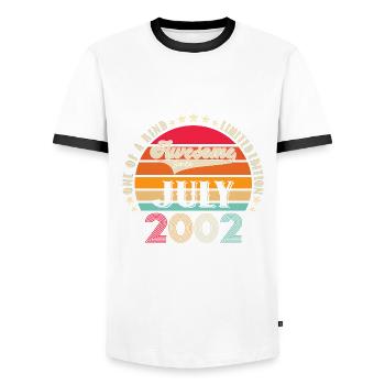 Awesome since July 2002 20th Birthday Men's Fun - Men's Ringer Shirt - white/black - Front - AI Model Female 172 light (172cm) & AI Model Male 178 dark (178cm)