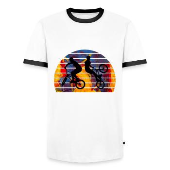 BMX - Men's Ringer Shirt - white/black - Front - AI Model Female 172 light (172cm) & AI Model Male 178 dark (178cm)