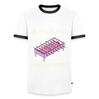 I can't I have foosball table - Men's Ringer Shirt - white/black - Front - AI Model Female 172 light (172cm) & AI Model Male 178 dark (178cm)