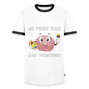I Can't I Have Humor Painting Gift - Men's Ringer Shirt - white/black - Front - AI Model Female 172 light (172cm) & AI Model Male 178 dark (178cm)