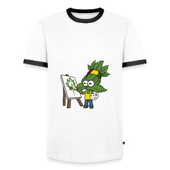 Ich kann nicht Humor malen - Männer Kontrast-T-Shirt - Weiß/Schwarz - Vorne - AI Model Female 172 light (172cm) & AI Model Male 178 dark (178cm)