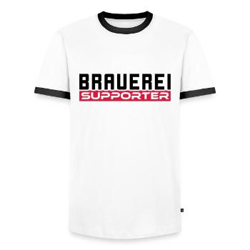 Beer Brewery Supporter #Malle Pub - Men's Ringer Shirt - white/black - Front - AI Model Female 172 light (172cm) & AI Model Male 178 dark (178cm)