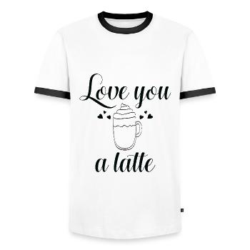 Love You A Latte - T-shirt contrasté Homme - blanc/noir - Devant - AI Model Female 172 light (172cm) & AI Model Male 178 dark (178cm)
