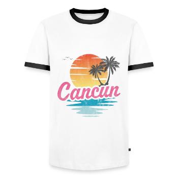 Cancun - Men's Ringer Shirt - white/black - Front - AI Model Female 172 light (172cm) & AI Model Male 178 dark (178cm)