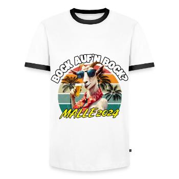 Malle 2024 Partyurlaub - Männer Kontrast-T-Shirt - Weiß/Schwarz - Vorne - AI Model Female 172 light (172cm) & AI Model Male 178 dark (178cm)