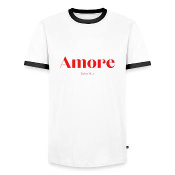 t shirt amore dolce vita cadeau - T-shirt contrasté Homme - blanc/noir - Devant - AI Model Female 172 light (172cm) & AI Model Male 178 dark (178cm)