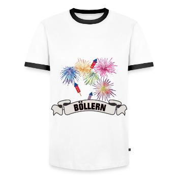 Pyrotechnik Feuerwerk Silvester Geschenkideen - Männer Kontrast-T-Shirt - Weiß/Schwarz - Vorne - AI Model Female 172 light (172cm) & AI Model Male 178 dark (178cm)