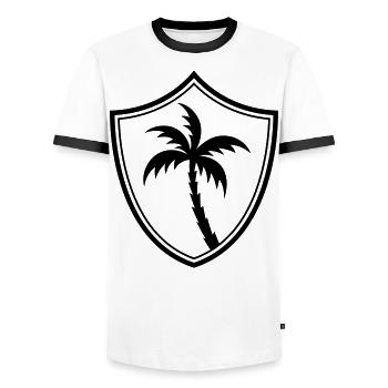 palme symbol silhouette icon wappen - Männer Kontrast-T-Shirt - Weiß/Schwarz - Vorne - AI Model Female 172 light (172cm) & AI Model Male 178 dark (178cm)