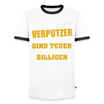 Stuckateur Gute Verputzer sind teuer Geschenk - Männer Kontrast-T-Shirt - Weiß/Schwarz - Vorne - AI Model Female 172 light (172cm) & AI Model Male 178 dark (178cm)