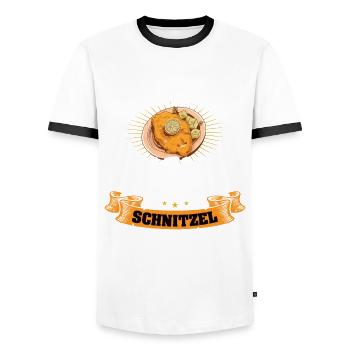 Schnitzel Brauche keine Menü - Männer Kontrast-T-Shirt - Weiß/Schwarz - Vorne - AI Model Female 172 light (172cm) & AI Model Male 178 dark (178cm)