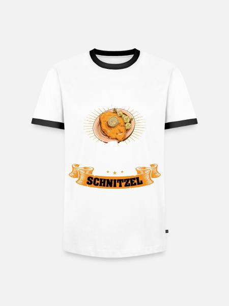 Schnitzel Brauche keine Menü - Männer Kontrast-T-Shirt - Weiß/Schwarz