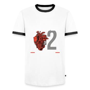 Mein Herz schlägt im Zweitakt | Moped Motorroller - Männer Kontrast-T-Shirt - Weiß/Schwarz - Vorne - AI Model Female 172 light (172cm) & AI Model Male 178 dark (178cm)