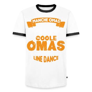 Line Dance Stiefel Oma wie einer normale Oma - Männer Kontrast-T-Shirt - Weiß/Schwarz - Vorne - AI Model Female 172 light (172cm) & AI Model Male 178 dark (178cm)