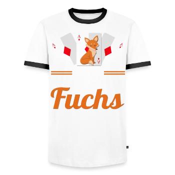 Doppelkopf Nie unterm Fuchs stechen - Männer Kontrast-T-Shirt - Weiß/Schwarz - Vorne - AI Model Female 172 light (172cm) & AI Model Male 178 dark (178cm)