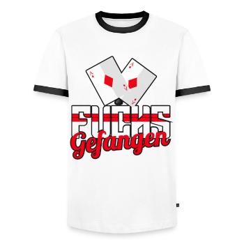 Doppelkopf Fuchs gefangen Kartenspiel - Männer Kontrast-T-Shirt - Weiß/Schwarz - Vorne - AI Model Female 172 light (172cm) & AI Model Male 178 dark (178cm)
