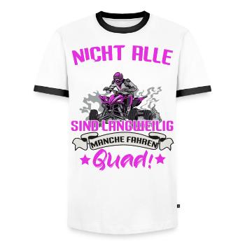 Quadfahrerin Quad fahren Bikerin - Männer Kontrast-T-Shirt - Weiß/Schwarz - Vorne - AI Model Female 172 light (172cm) & AI Model Male 178 dark (178cm)