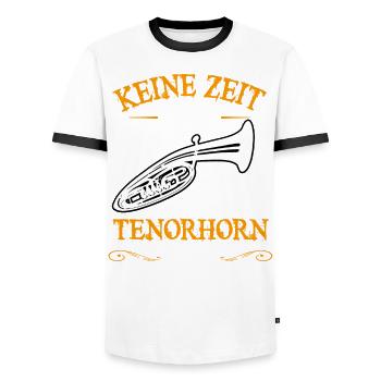 Tenorhorn Keine Zeit mein Tenorhorn ruft mich - Männer Kontrast-T-Shirt - Weiß/Schwarz - Vorne - AI Model Female 172 light (172cm) & AI Model Male 178 dark (178cm)