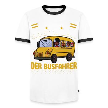 Busfahrer Busfahren Bus Ob du richtig stehst - Männer Kontrast-T-Shirt - Weiß/Schwarz - Vorne - AI Model Female 172 light (172cm) & AI Model Male 178 dark (178cm)
