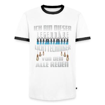Lichtdesigner Ich bin der legendäre Lichttechniker - Männer Kontrast-T-Shirt - Weiß/Schwarz - Vorne - AI Model Female 172 light (172cm) & AI Model Male 178 dark (178cm)