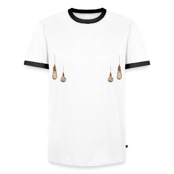 Veranstaltungstechniker Lichttechniker - Männer Kontrast-T-Shirt - Weiß/Schwarz - Vorne - AI Model Female 172 light (172cm) & AI Model Male 178 dark (178cm)