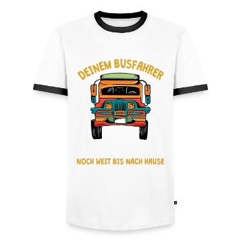 Busfahren Busfahrer Sei nett zu mir - Männer Kontrast-T-Shirt - Weiß/Schwarz - Vorne - AI Model Female 172 light (172cm) & AI Model Male 178 dark (178cm)
