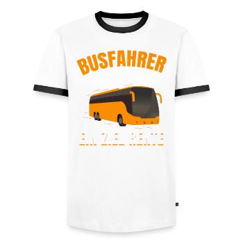 Busfahren Busfahrer Ein Mann ein Ziel Rente! - Männer Kontrast-T-Shirt - Weiß/Schwarz - Vorne - AI Model Female 172 light (172cm) & AI Model Male 178 dark (178cm)