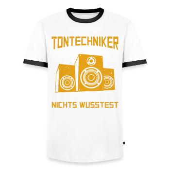 Tontechniker löse Problem - Männer Kontrast-T-Shirt - Weiß/Schwarz - Vorne - AI Model Female 172 light (172cm) & AI Model Male 178 dark (178cm)