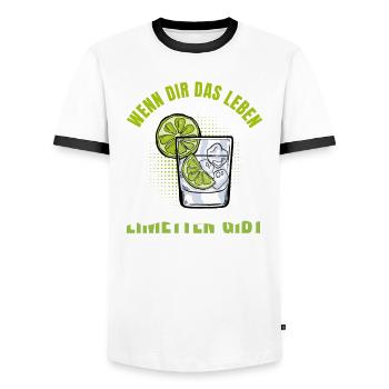 Gin wenn dir das Leben Limetten dann frag nach Gin - Männer Kontrast-T-Shirt - Weiß/Schwarz - Vorne - AI Model Female 172 light (172cm) & AI Model Male 178 dark (178cm)