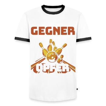 Bowling Bowlingbahn Suche Gegner keine Opfer - Männer Kontrast-T-Shirt - Weiß/Schwarz - Vorne - AI Model Female 172 light (172cm) & AI Model Male 178 dark (178cm)