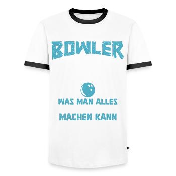 Bowlingspieler Bowler Bowling - Männer Kontrast-T-Shirt - Weiß/Schwarz - Vorne - AI Model Female 172 light (172cm) & AI Model Male 178 dark (178cm)