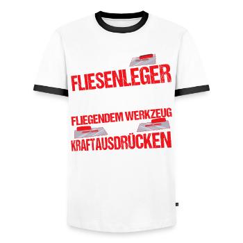 Fliesenleger Handwerker - Männer Kontrast-T-Shirt - Weiß/Schwarz - Vorne - AI Model Female 172 light (172cm) & AI Model Male 178 dark (178cm)
